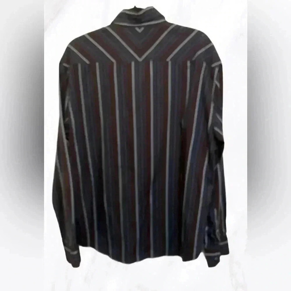 Fiorucci brown navy striped long sleeve button down dress shirt XL - Picture 2 of 4